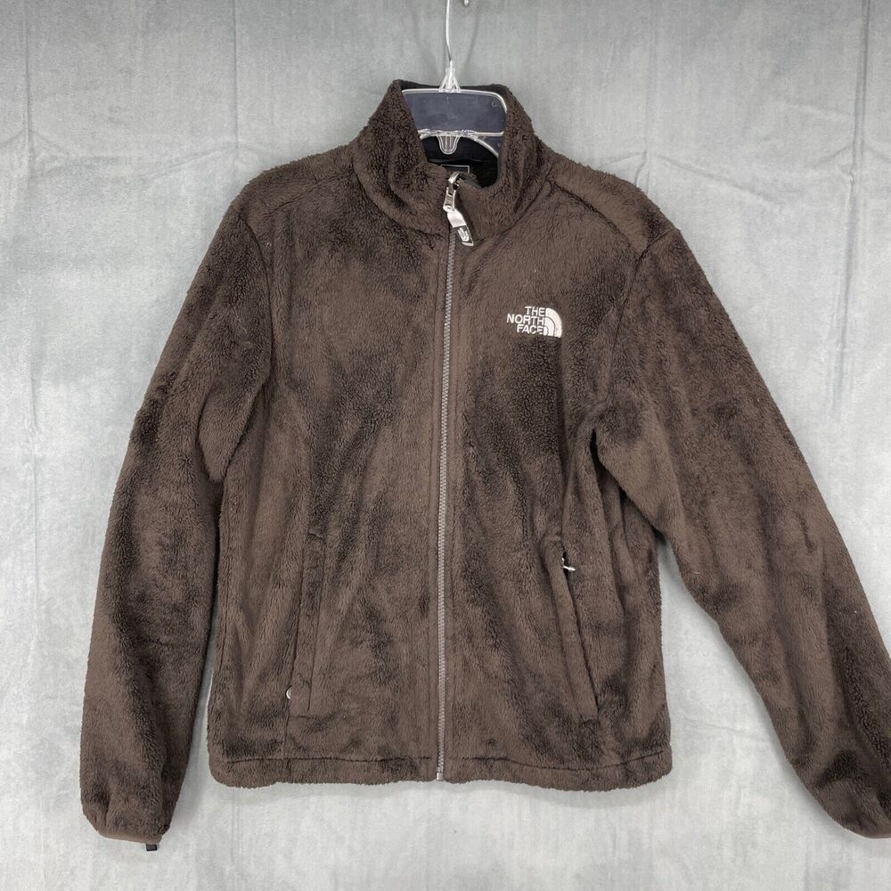 The North Face Fleece Jacket Womens Small Brown Full Zip Logo Camping Outdoors
